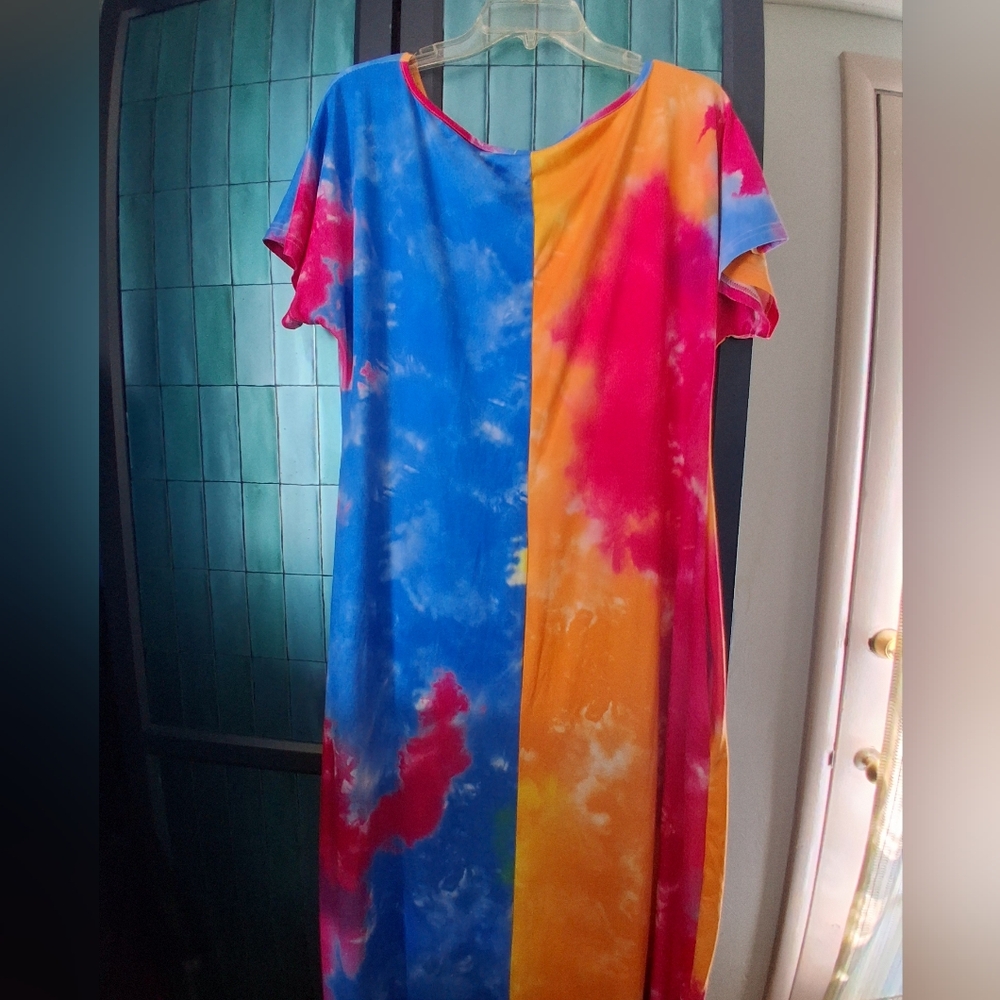 Casual Tie-Dye Maxi Dress with Pockets - Picture 6 of 6